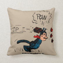 Vintage-Cartoon-Katze „Zip! POW!“ Kissen