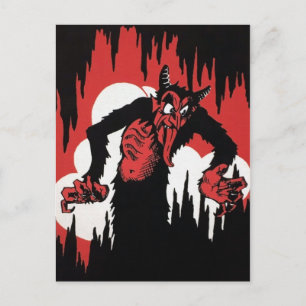 Vintage-Cartoon Krampus Postkarte