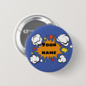Vintage Cartoonsuperhero-Kampf-Blase FERTIGEN I Button (Vorne & Hinten)