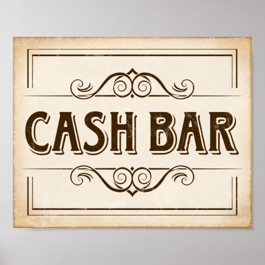 Vintage CASH-BAR-Beschriftung Poster (Vorne)