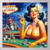 Vintage-Casino-Frau Poster (Vorne)