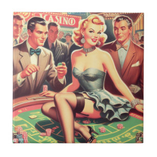 Vintage Casino Illustration Fliese