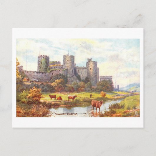Vintage Castle Conwy  Postkarte (Vorderseite)