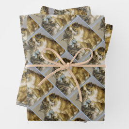 Vintage cat and dog intimate friendship geschenkpapier set