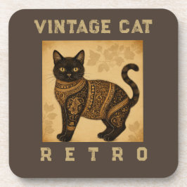 Vintage Cat, Antique Cat,and Motif Pattern  Getränkeuntersetzer
