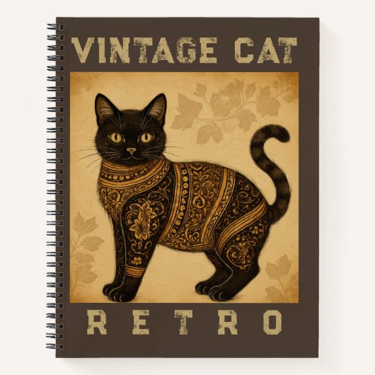 Vintage Cat, Antique Cat,and Motif Pattern Notizblock (Vorderseite)