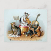 Vintage Cat Band New Year Postkarte (Vorderseite)