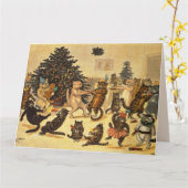 VINTAGE CAT CHRISTMAS LOUIS WAIN Grußkarte Karte (Gelbe Blume)