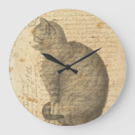 Vintage Cat Collage Clock Große Wanduhr
