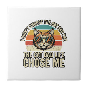 Vintage Cat Dad Life hat mich auserwählt T-Shirt D Fliese