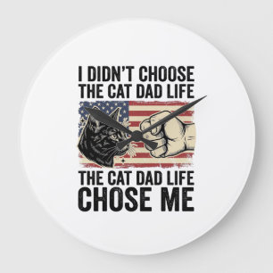 Vintage Cat Dad Life Patriotisches Vektor-Shirt-De Große Wanduhr