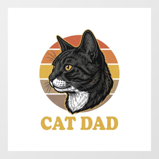 Vintage Cat Dad Retro Cat Lover Shirt Design_1 Fensteraufkleber (Blatt)