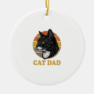 Vintage Cat Dad Retro Katzenliebhaber-Shirt Design Keramik Ornament