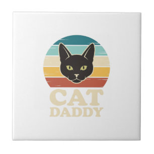 Vintage Cat Daddy Black Cat Retro Sonnenuntergang Fliese