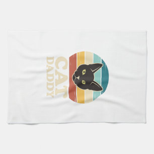 Vintage Cat Daddy Black Cat Retro Sonnenuntergang  Geschirrtuch