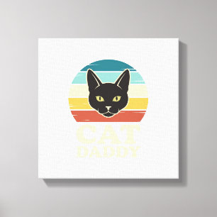 Vintage Cat Daddy Black Cat Retro Sonnenuntergang  Leinwanddruck