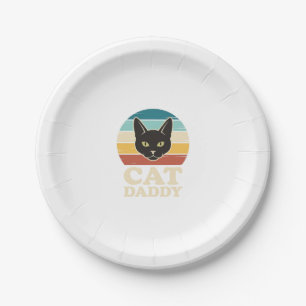 Vintage Cat Daddy Black Cat Retro Sonnenuntergang  Pappteller
