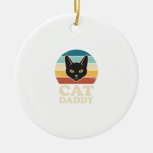 Vintage Cat Daddy Black Cat Retro Sonnenuntergangs Keramik Ornament
