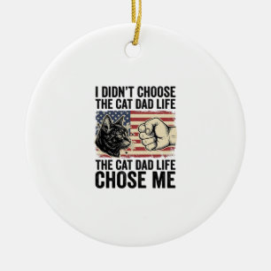 Vintage-Cat-Daddy-Leben-patriotisches-Vektor-Shirt Keramik Ornament