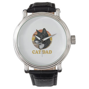 Vintage-Cat-Daddy-Retro-Cat-Liebhaber-Shirt-Design Armbanduhr