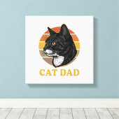 Vintage-Cat-Daddy-Retro-Cat-Liebhaber-Shirt-Design Leinwanddruck (Insitu (Holzboden))