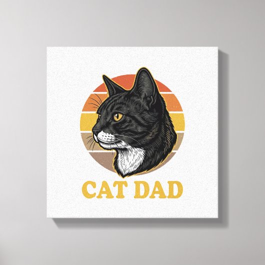 Vintage-Cat-Daddy-Retro-Cat-Liebhaber-Shirt-Design Leinwanddruck (Vorderseite)