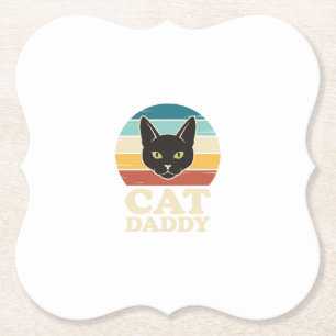 Vintage Cat Daddy Schwarze Katze Retro-Sonnenunter Untersetzer