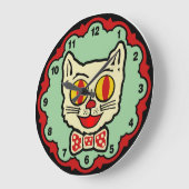 Vintage Cat Design Wall Clock Große Wanduhr (Winkel)