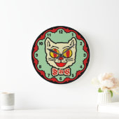 Vintage Cat Design Wall Clock Große Wanduhr (Zuhause)