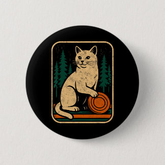Vintage Cat Disc Golf Player Tee Sket Golfer Golfe Button