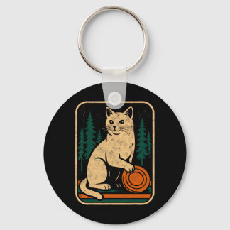 Vintage Cat Disc Golf Spieler Tee Sket Golfer Golf Schlüsselanhänger