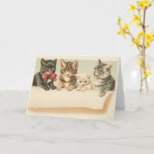 Vintage Cat Family Portrait Note Card Karte (Gelbe Blume)