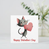 Vintage Cat & Heart Valentine`s Day Karte (Stehend Vorderseite)