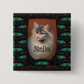 Vintage Cat Illustration Art Button (Vorderseite)