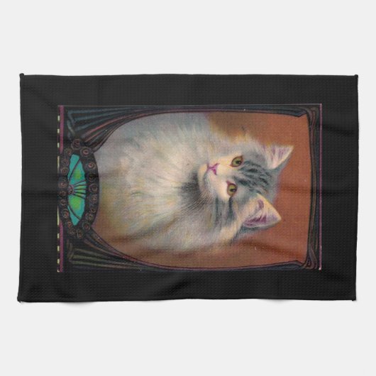 Vintage Cat Illustration Art Geschirrtuch (Horizontal)