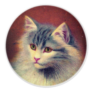 Vintage Cat Illustration Art Keramikknauf
