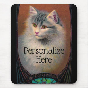 Vintage Cat Illustration Art Mousepad