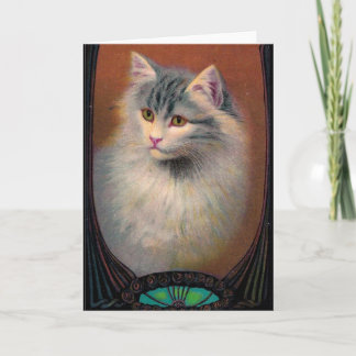 Vintage cat illustration art nouveau elegant karte