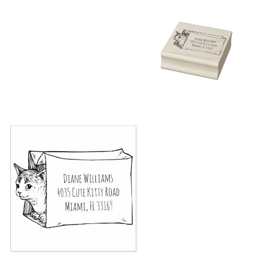 Vintage Cat Illustration benutzerdefinierte Rückse Gummistempel (Stempel)