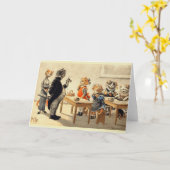 Vintage Cat Knitting School Note Card Karte (Gelbe Blume)