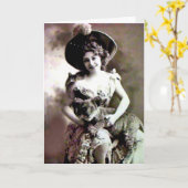 Vintage Cat Lady Geburtstagskarte Karte (Gelbe Blume)