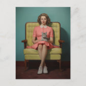 Vintage Cat-Mama Postkarte (Vorderseite)