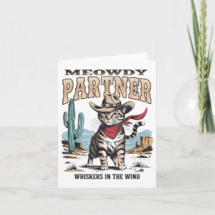 Vintage Cat Meowdy Partner Cowboy-Geschenke für Mä Karte