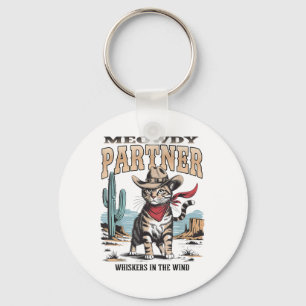 Vintage Cat Meowdy Partner Cowboy-Geschenke für Mä Schlüsselanhänger