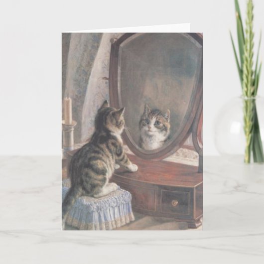 Vintage Cat Mirror Reflection Note Card Karte (Vorderseite)