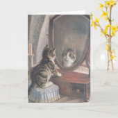 Vintage Cat Mirror Reflection Note Card Karte (Gelbe Blume)