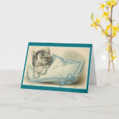 Vintage Cat Note Card Karte (Gelbe Blume)