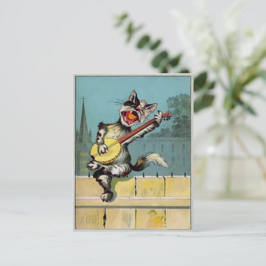 Vintage Cat Postkarte (Stehend Vorderseite)