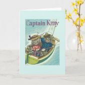 Vintage Cat Sailing-Karte Karte (Gelbe Blume)