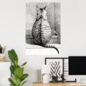 Vintage Cat Sketch Art Drawing Poster (Heimbüro)